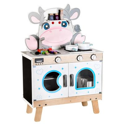 China Wholesale Wooden Kids Cartoon Animal Toy Pretend Cook Wooden Play Kitchen Toy For Children for sale