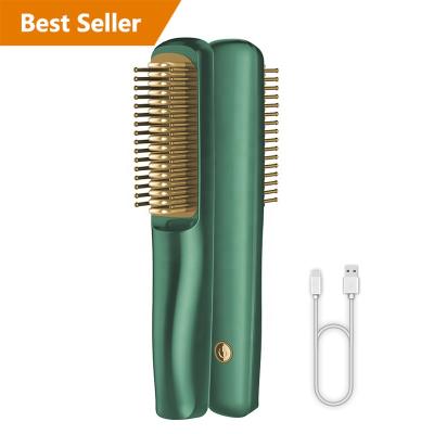 China Mini Flat Iron Best Hair Outdoor Men's Outdoor Men's Ionic Hot Electric Cordless Straightener Brush Comb Beard Straightener for sale