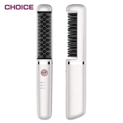 China In-stock USB In-stock Cheap Hair Brush Straightener Wireless Electric Ceramic Hot Hair Straightening Comb for sale