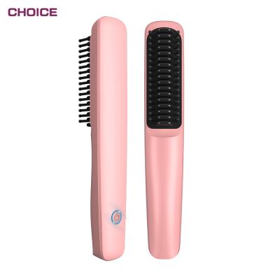 China Outdoor Hot Selling Hair Straightener Brush Rechargeable Electric Hair Brush For Women for sale