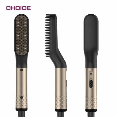 China Private Label Outdoor Custom Hair Tools Fast Heating Beard Straightening Mini Mens Hair Brush Electric Hot Comb for sale