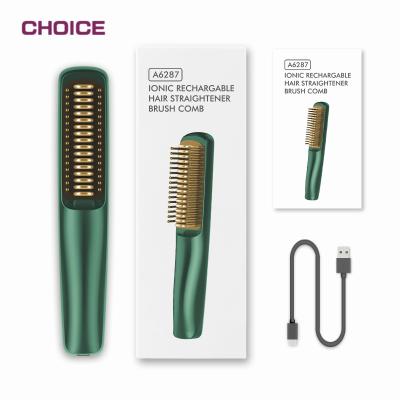 China Outdoor Ceramic Cordless Private Label Cordless Hair Curler Private Label Hair Straightener Hot Electric Iron Comb Hair Straightener For Women Men for sale