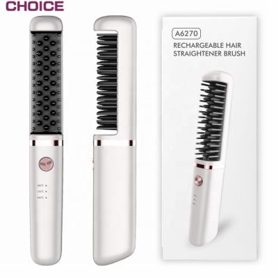 China Outdoor Rechargeable Ceramic Hair Straightener Comb Cordless Electric Iron Cordless Hair Straightening Comb For Hair for sale