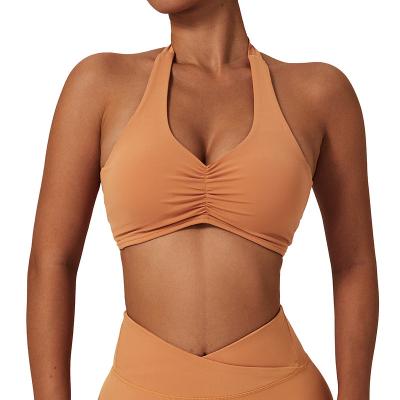 China QUICK DRY Stretch Soft Light Weight Halter Neck Compression Women Bra for sale