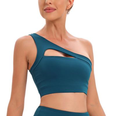 China QUICK DRY Women Compression Peel Off Fit Light Comfort Single Shoulder Sports Bra for sale