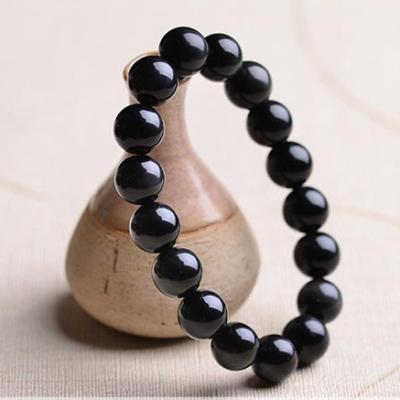 China Other Handmade Natural Black Obsidian Bead Bracelet  Gemstone 8mm Round Beads Bracelet Crystal Stretch Bracelets for sale