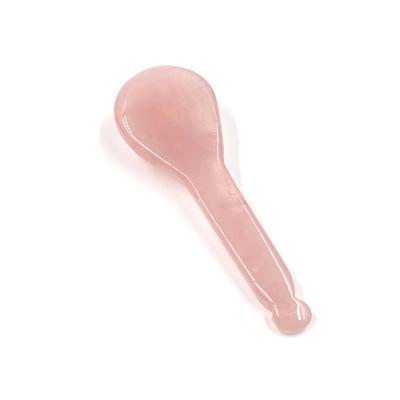 China Face 100% Natural Rose Quartz Sculpting Spoon Custom Rose Quartz Gua Sha Spoon Scraping Massage Tool for Skin Care for sale