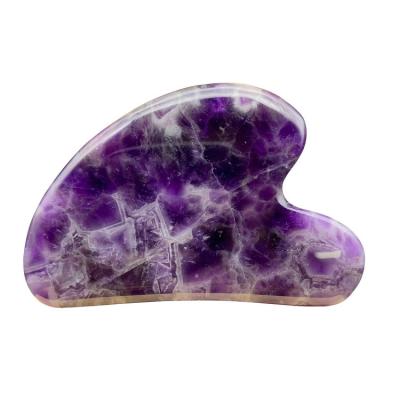 China Face Custom Natural Amethyst Heart Shaped Gua Sha Facial Lifting Tool Amethyst Guasha Tool for Skin Care for sale