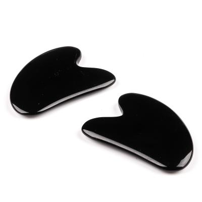 China Face Lift Black Obsidian Gua Sha Facial Tools Black Guasha Stone for Skincare Face Body Relieve Muscle Tensions Reduce Puffiness for sale