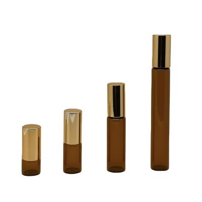 China 10ml Cosmetic Glass Roll On Bottle With Stainless Steel Roll Ball Popular Bottles For Essential Oils for sale