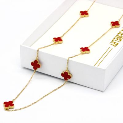 China CLASSIC Gold Plated Jewelry 4 Necklaces Women Four Clover Leaf Jewelry Sweater Chain Necklace for sale