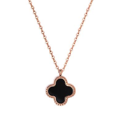 China 2021 Hiphop Statistical News Women's Jewelry Four Leaf Clover Pendant Necklace Stainless Steel For Women Girls for sale