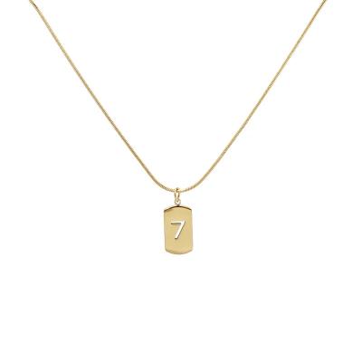 China CLASSIC Gold Plated Stainless Steel Necklaces Gold Women Jewelry Chain Number Seven Pendant Necklaces For Women And Girls for sale