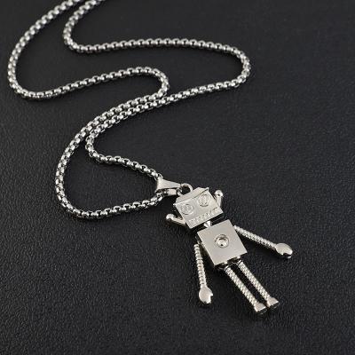 China Hiphop Mens Hip Hop Necklaces Robot Necklace Pendant Stainless Steel Chain Necklaces for sale