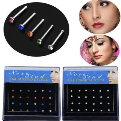 China CLASSIC Piercing Surgical Studs Ring Nose Jewelry Stainless Steel Crystal Nose Rings and Stud Piercings for sale