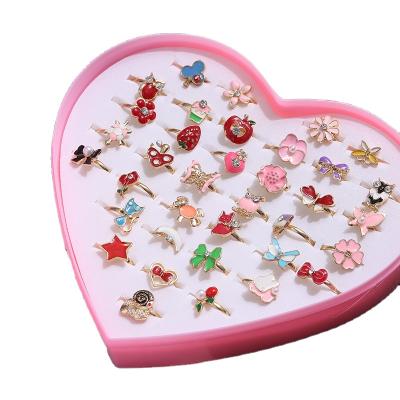 China Resizable Princess Girls Favors Gifts Alloy For Rings 36 Pieces Cartoon Design Kids Rings Cute Mixed Cute Gifts Kids for sale