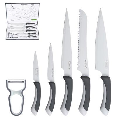 China OEM Viable Wholesale Blank With Sharpener Fruit Carving Stainless Steel Chef Knife 6PCS Yangjiang Kitchen Knife Set for sale