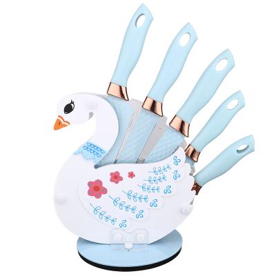 China Viable Blue Cartoon Cute Knives For Kids Bread Knife Stainless Steel Chef Knifed Kit 6pcs Kitchen for sale