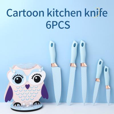 China Viable Blue Cartoon Knife Sharpness Stainless Steel Kitchen Knives Home Kitchen Knives Set 6PCS for sale