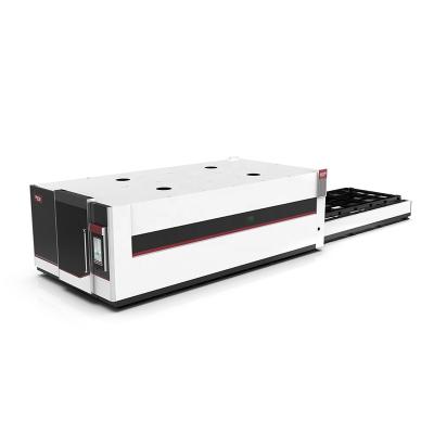 China 4kw 6kw 8kw Full-enclosed high power cnc laser cutting machine exchange deck laser cutter with cover device for sale