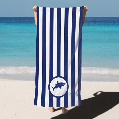 China Wholesale Custom Viable Sand Free Quick Dry Logo Pool Hut Stripe Microfiber Digital Sublimated Printed Beach Towel for sale