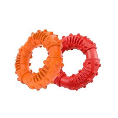 China 2021 Hot Selling Viable Interactive Rubber Dog Ring Toy Pet Clean Molar Bite Amazon Dog Chew Toy for sale