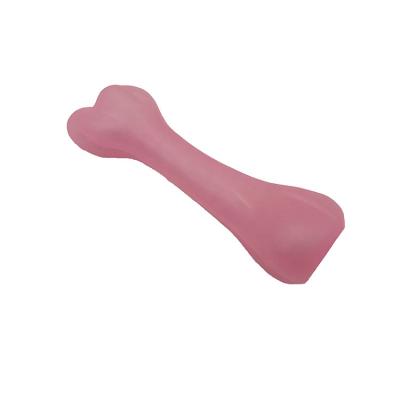 China Viable Clear Pink Bone Shaped Dog Toy Soft Vinyl Squeaky Pet Chew Toy For Small Dogs for sale