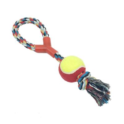 China 2021 Viable Hot Sale Pet Training Tennis Ball Cotton Rope Dog Chew Toys for sale