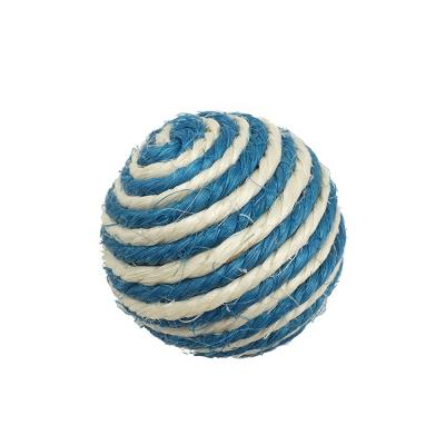 China Sustainable Colorful Natural Sisal Interactive Cat Toy Ball for sale