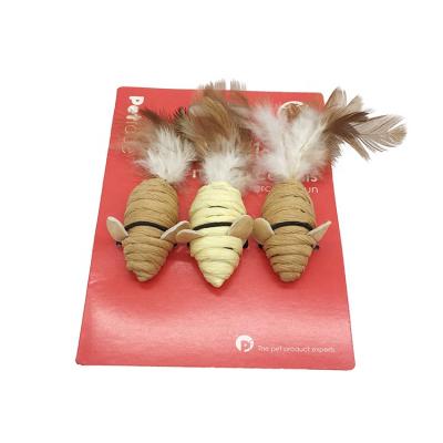 China Sustainable 3 Pieces Pack Mouse Feather Set Pet Cat Toy Sisal Cat Toy for sale