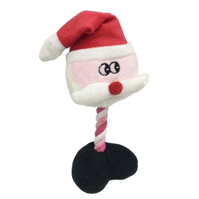 China Good Quality Santa Claus Shape Stuffed Plush Dog Viable Squeaky Chew Toy With Rope for sale