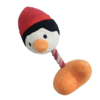 China Sustainable Christmas Pet Plush Toys Dog Squeaky Chew Toy With Rope for sale