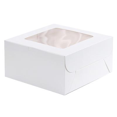 China Recycled Materials white cardboard box with transparent window coated cake box for sale