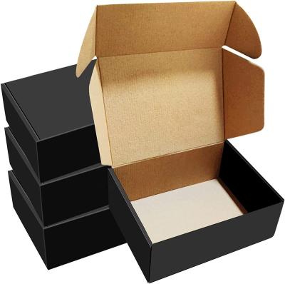 China Recycled Materials Perfect Dimension Corrugated Mailer Packaging Cardboard Boxes High Quality Light-weight 8x6x3 Inches Black Shipping Shoes Boxes for sale