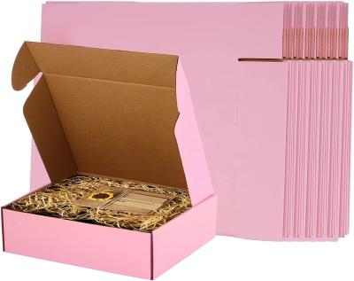 China Recycled Materials Promotional Recyclable 11x9x3 Inch Pink Shipping Corrugated Cardboard Mailer Box Foldable Wholesale Shoe Paper Box for sale