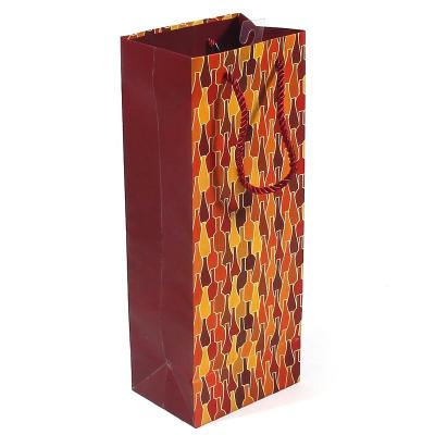 Китай Recyclable Amazon Hot Sale Quality Material Recyclable Thick Rectangular Portable Wine Gift Paper Bag With Convenient Handles продается