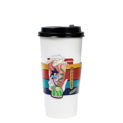 China Bio-degradable Hot paper cup sleeve custom paper coffee cup sleeve with logo coffee paper cups for sale