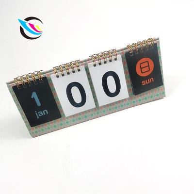 China Table Calendar Borun Customized Logo Printed Spiral Wire-o 365 days Stand Flip Table Desktop Calendar for sale