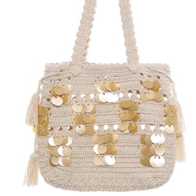 China Portable Custom Logo Sequin Hand Hook Beach Tassel Casual Bag for sale