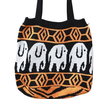 China Portable Wholesale Elephant Pattern Summer Women Hand Crochet Beach Casual Bag for sale