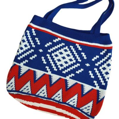 China Fashion Portable High Quality Jacquard Hand Crochet Beach Casual Bag for sale