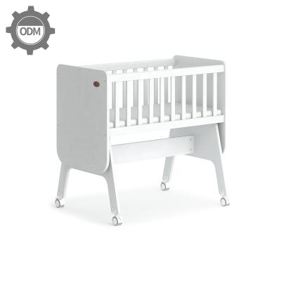 China Parallel Motion B2B Cradle Sleep OBM Manufacturer Pine White Baby Cradle Rocker Wooden Rocking Wooden Furniture Only for sale