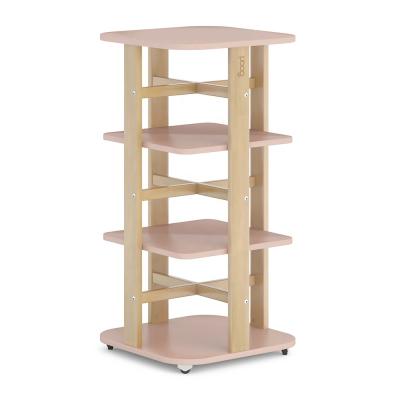 China B2B Boori Contemporary 4 Layer Book Cases Children's Furniture Spinning Singles Nordic Pink Furniture Shelf Wood For Girls for sale