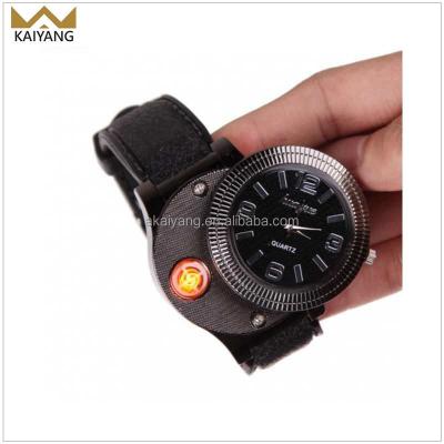 China Rechargeable Electronic Metal USB Cigarette Watch Flameless Lighter for sale