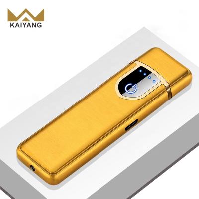 China Factory Fingerprint Fingerprint Slim Lighter USB Rechargeable Ladies Cigarette Lighter for sale