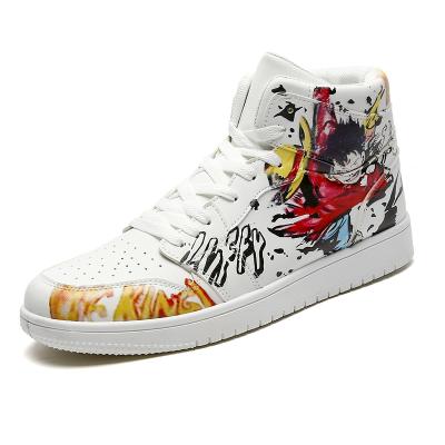 China Fashion trend custom logo canvas shoes panel high top one-piece shoes for men's animation casual shoes for sale