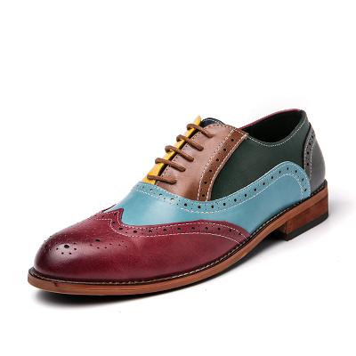 China Moyo Dropshipping Leather Men Flat Baroque Style Color Leather Trim Shoes Plus Size Casual Dress Shoes Men Leather Trim Shoes for sale