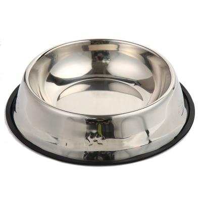 China Stocked Cheap Price Stainless Steel Dog Bowl Cat Basin Round Pet Food Bowls for sale