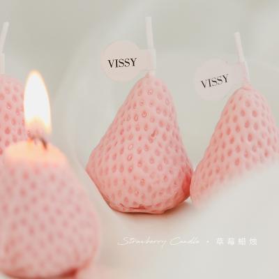 China Hot Sale Luxury Home Birthday Decoration Candles Strawberry Scented Smokeless Candle Art Candle For Wedding Birthday Party for sale