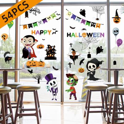 China Plastic Self-adhesive Window Stickers Decoration Halloween Sticker Sheet Halloween Gifts Static Cling for sale